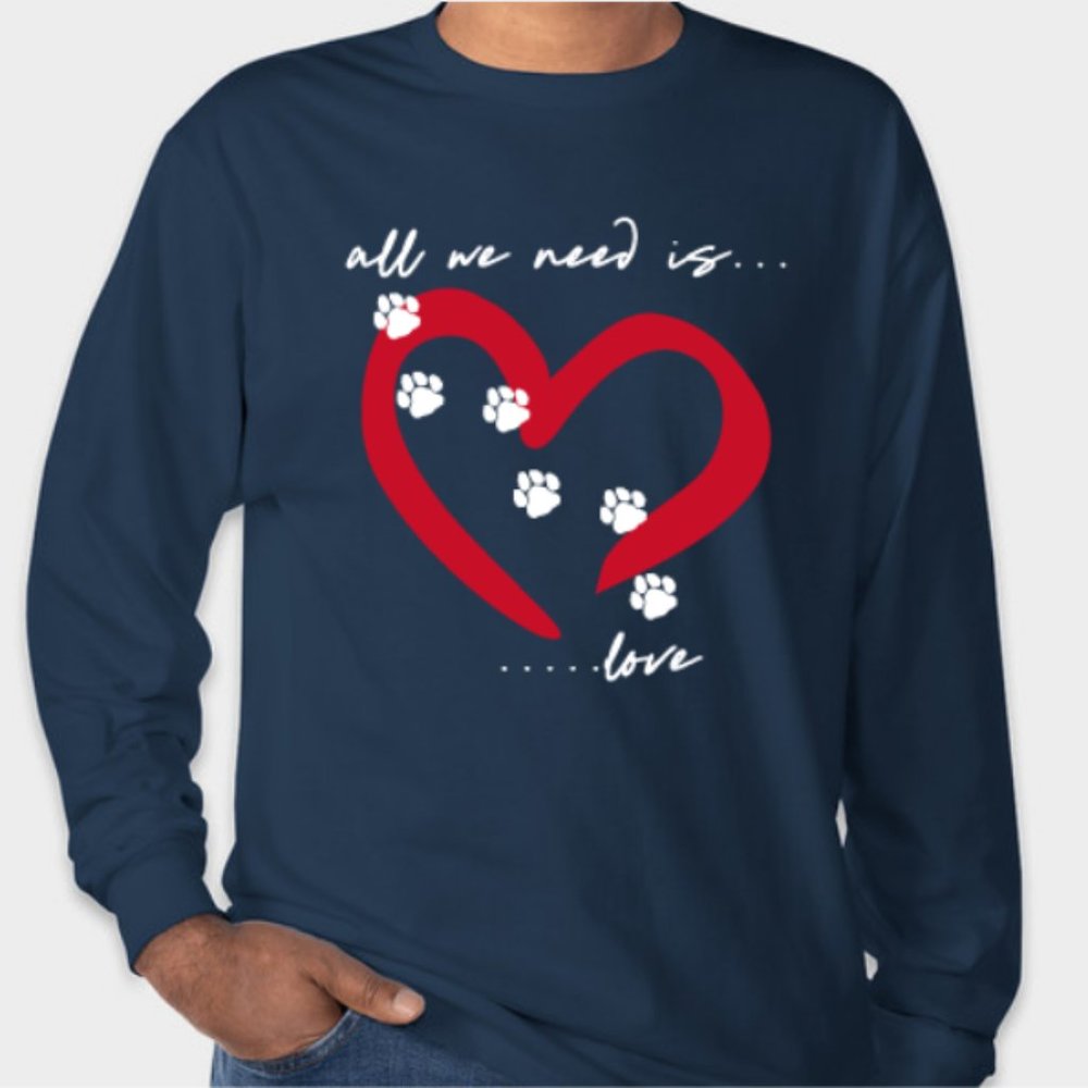 NWT - All We Need is Love! Paw Print Long Sleeve T-Shirts